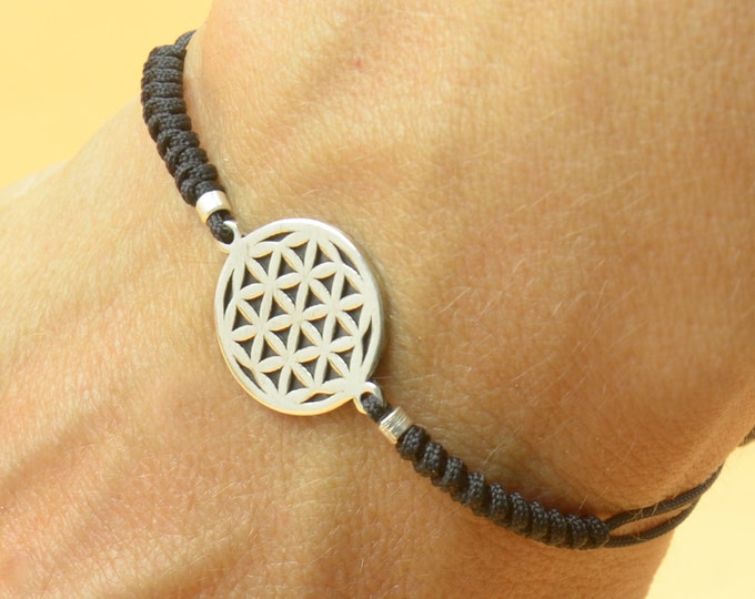 Sterling silver Mandala flower of life bracelet.Kabbalah bracelet