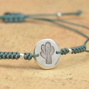 Pulseira de cacto de prata esterlina. Pulseira masculina ou feminina. Conta de prata esterlina. Cacto