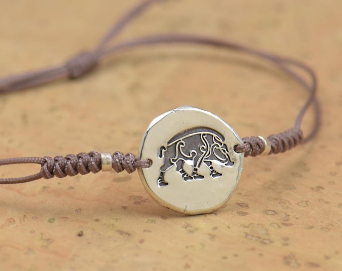 Sterling silver Gullinbursti bracelet.Viking.Norse Boar.Artisan handmade.Old Norse Mythology.Rings for men or women spiritual,gold boar pig