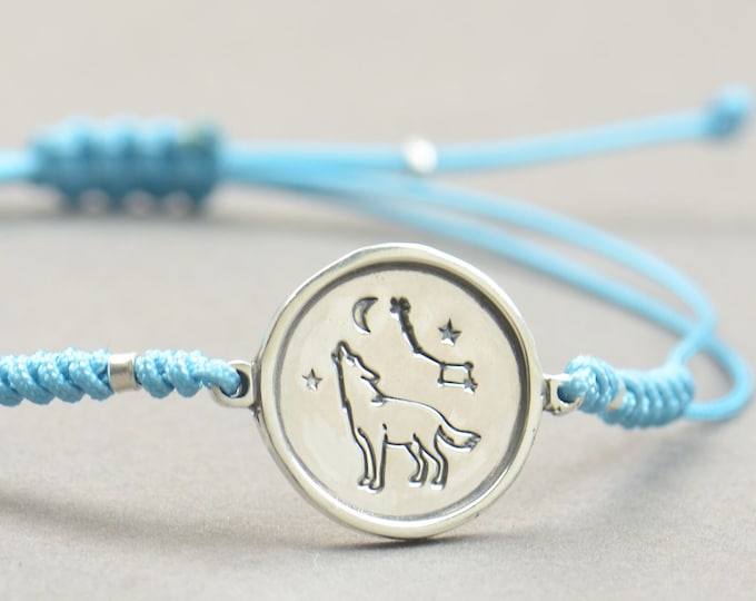 Wolf moon bracelet.Artisan Sterling silver stars,mountain bracelet. exclusive nature, Handmade Metalsmithing