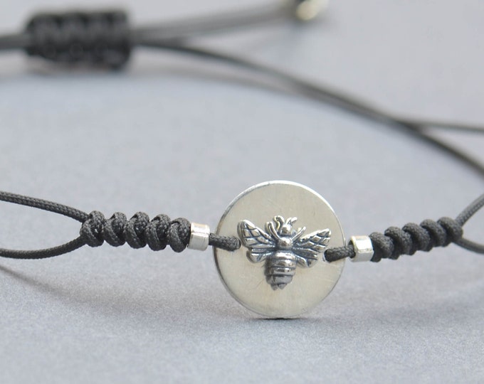Sterling silver Bee silent vintage artisan handmade bracelet.Rustic.Bee bracelet.bee jewelry.Save the bees