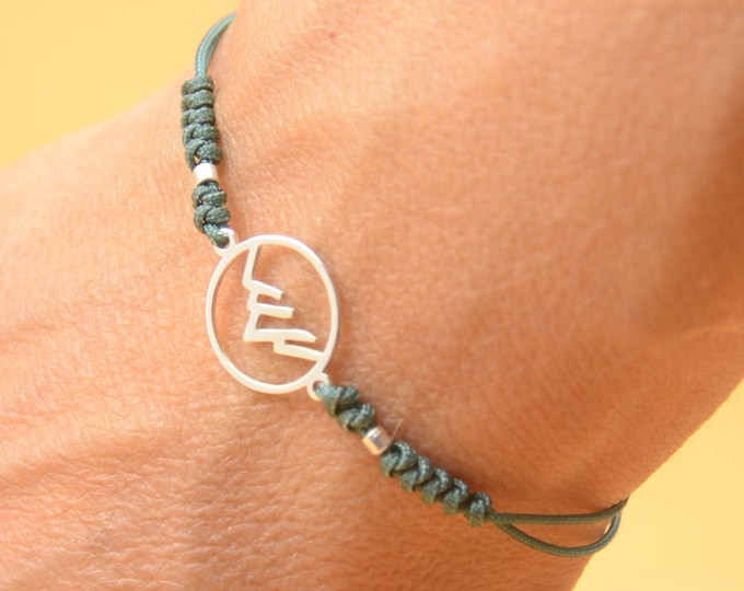 Sterling silver mountain charm bracelet.Mens gift.unisex climbing bracelet.Snake knot braided cord.Waterproof bracelet.27 colors