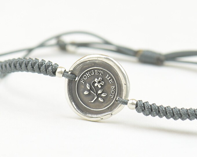 Sterling silver tiny -Forget me not- artisan handmade bead bracelet.Rustic.
