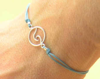 Sterling silver wave windsuf charm bracelet-Sterling silver.Mens bracelet