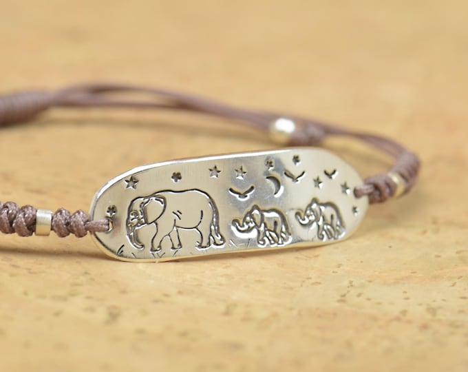 Elephant family bracelet, Tree bracelet,Artisan Sterling silver stars,mountain bracelet. exclusive nature, Handmade Metalsmithing.Africa