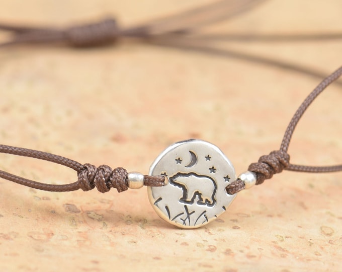 Tiny Bear bracelet.Artisan Sterling silver stars,mountain bracelet. exclusive nature, Handmade Metalsmithing