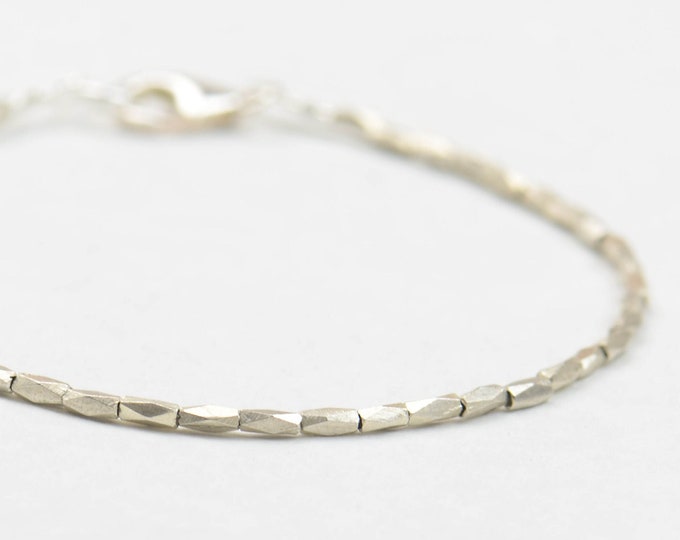 Sterling silver tiny beads bracelet.Sterling silver clasp