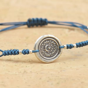 Flowers moon stars bracelet.Mens gift.unisex climbing bracelet.Starry night bracelet