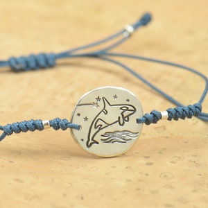 Whale Orca bracelet.Artisan Sterling silver orca whale , stars,sea bracelet. exclusive nature, Handmade Metalsmithing