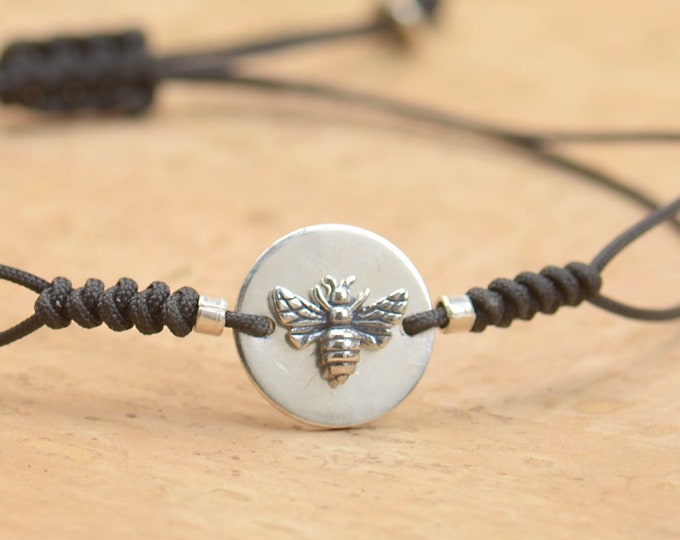 Sterling silver Bee silent vintage artisan handmade bracelet.Rustic.Bee bracelet.bee jewelry.Save the bees