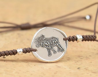 Sterling silver bracelet ,night mountain forest charm moose.Unisex climbing bracelet.Snake knot braided cord.Waterproof bracelet.Nature