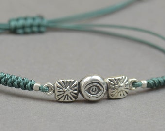 Sterling silver eye bracelet ,stars bracelet,Indian native bracelet.Artisan unique Bead.Handmade bead.Mens sunset sunrise.Turkish eye