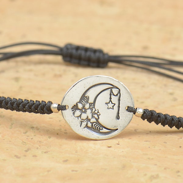 Stjärn- och måneberlockarmband - Sterlingsilver - Handgjort armband.