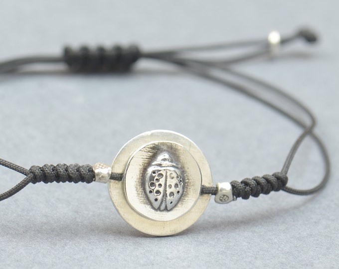 Sterling silver ladybug bracelet