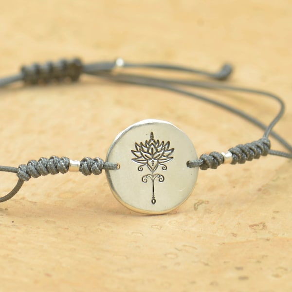 Lotus flower -  Sterling silver bracelet