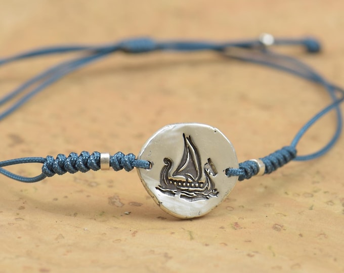 Sterling silver Drakkar ship bracelet.Viking.Norse mythology.Artisan handmade.Old Norse Mythology.Bracelet men or women,spiritual