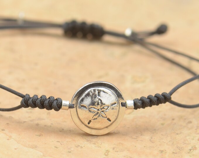 Sterling silver  Sand Dollar bracelet.Ocean bracelet.Suf, windsurf, sea lovers.Starfish.Fossil bracelet