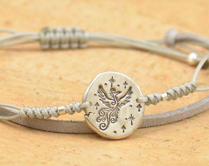 Phoenix bracelet, Bird bracelet,Artisan Sterling silver stars,magic bracelet, angel bracelet Fantasy bracelet.Phoenix bird