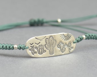 Sterling silver Cactus bracelet.Mens or womens bracelet.Sterling silver bead. Cactus family