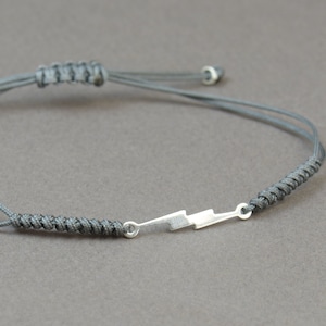 Sterling silver Sideways Lightning bolt  bracelet-Mens bracelet,gift for him,boyfriend.Snake knot,strong durable bracelet