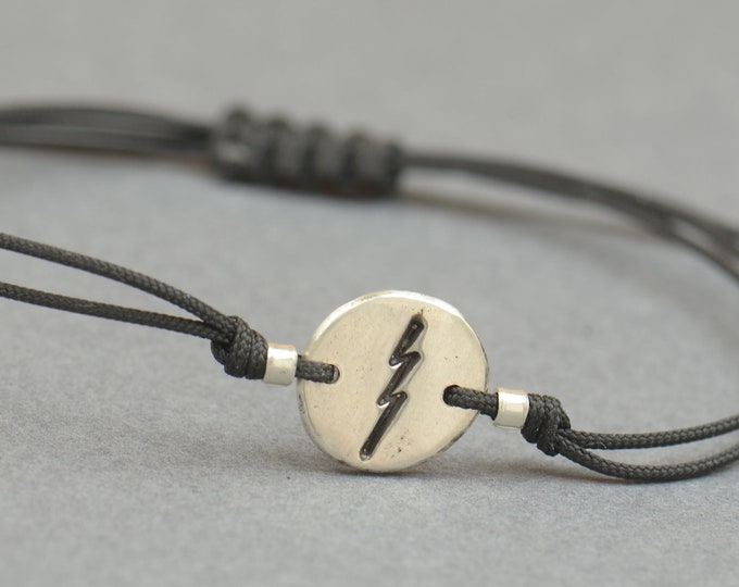 Sterling silver Sideways Lightning bolt  bracelet