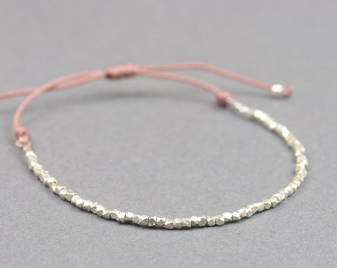 Beaded  bracelet . Sterling silver faceted beads