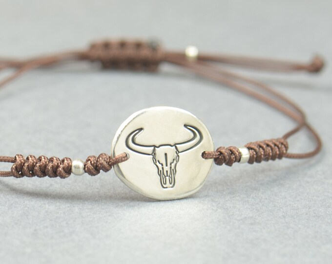 Skull Cow bracelet,BCowboy bracelet Artisan Sterling silver stars,mountain bracelet. exclusive nature, Handmade American cow.Bull skull