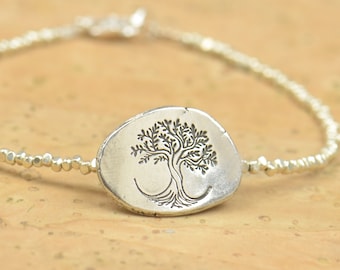 Tree of life bracelet.Artisan Sterling silver stars,mountain bracelet. exclusive nature, Handmade Metalsmithing