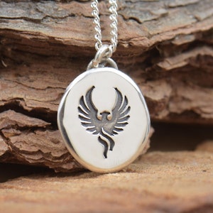 Sterling silver phoenix pendant.Handmade piece.Phoenix,Magic necklace overcoming personal development, personal growth, recovering