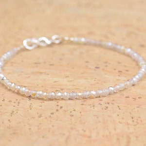 Moonstone bracelet.Tiny beads.Boho bracelet.Simple minimalist moonstone tiny faceted beads