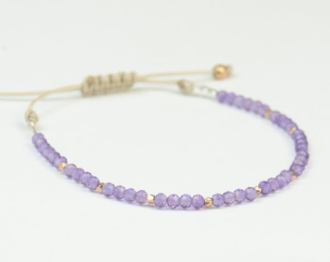 Purple amethyst and Rose silver beads