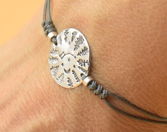 Sterling silver Ursa Minor constellation camping tree of life forest Small dipper bracelet.Little Bear constellation.Zodiac adjustable cord.