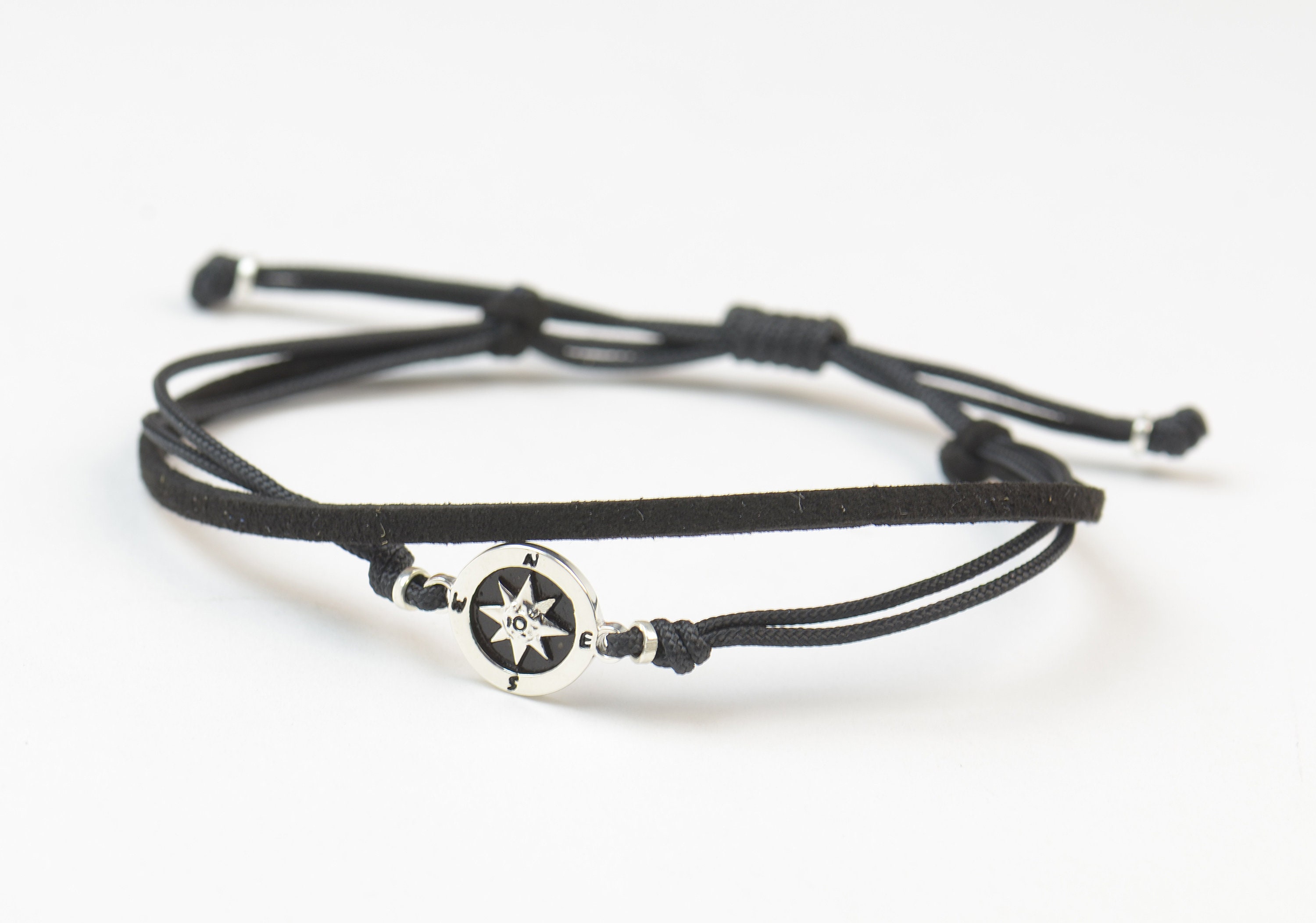 Sterling Silver compass charm bracelet. Mens bracelet.Wind Etsy