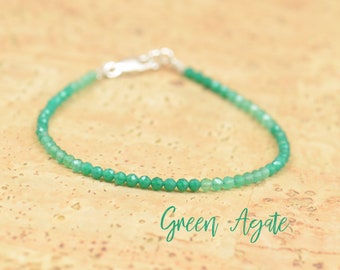 Green Agate and  Sterling silver clasp bracelet