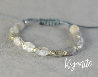 Kyanite Bracelet, Natural Kyanite Bracelet, Blue Kyanite Bracelet, Kyanite Beads Bracelet, Blue Beaded Bracelet