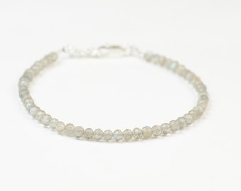 Labradorite faceted round beads  bracelet