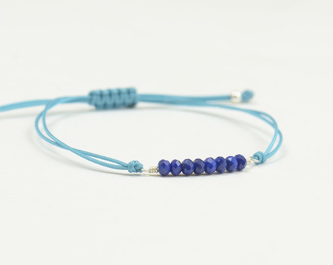 Lapis lazuli faceted beads bracelet.Blue bracelet