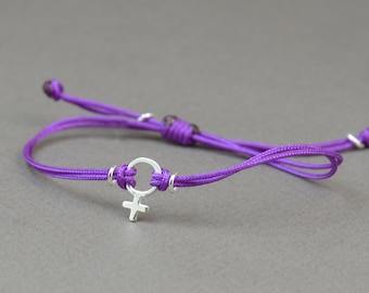 Sterling silver women symbol sign bracelet.Sterling silver bead.Femenine women