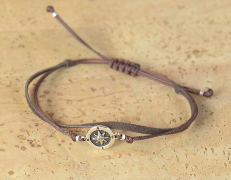 Sterling Silver Compass Charm Bracelet. Mens Bracelet.wind Etsy