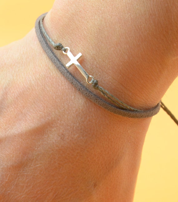 JEWELRY :: Bracelets :: Men Bracelets :: Black Cross Bracelet Men Sterling  Silver 925 - Christina Christi Handmade Products