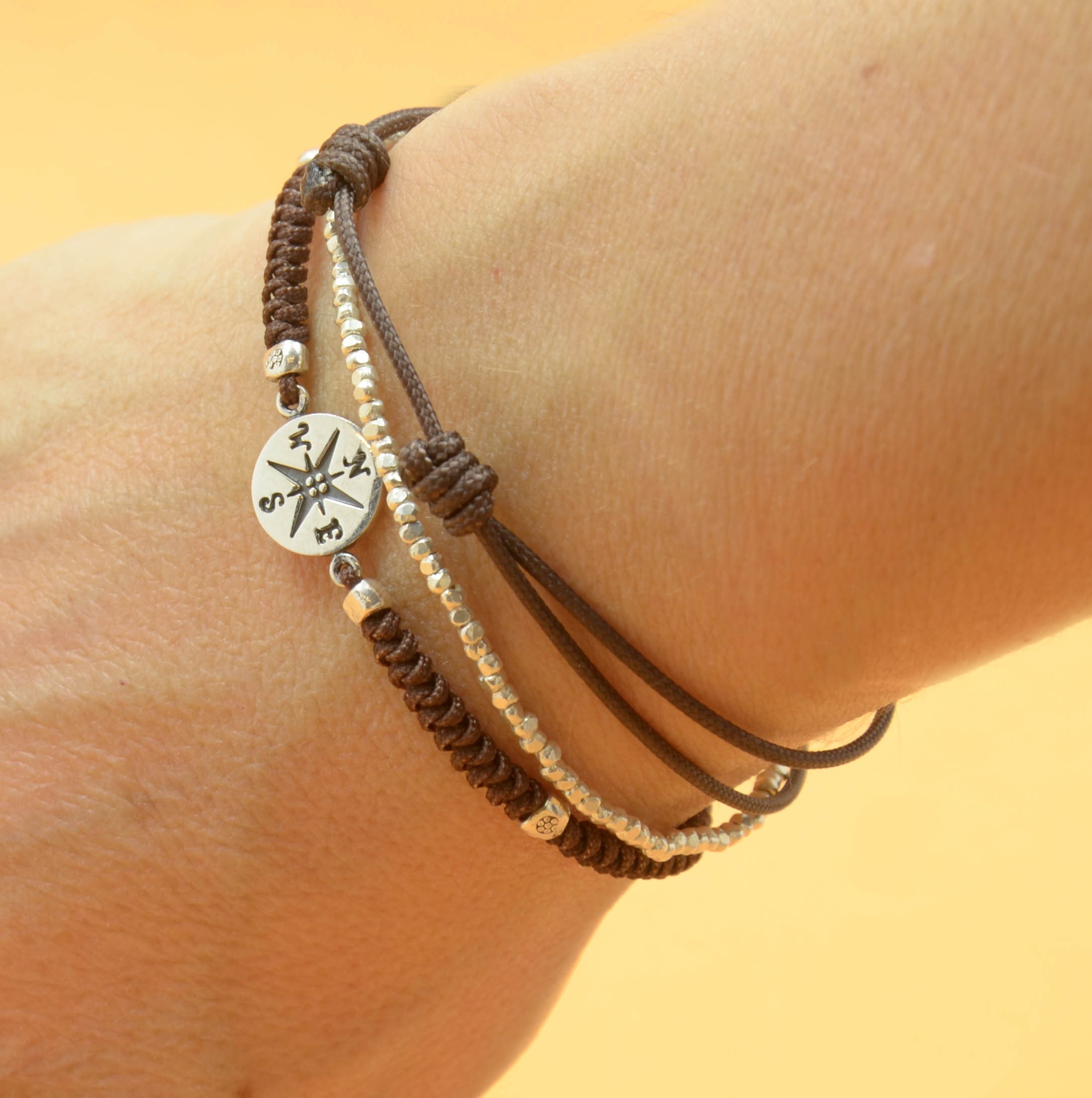 Bracelet Mens Brown Cord Bracelet Adjustable String Nylon Etsy