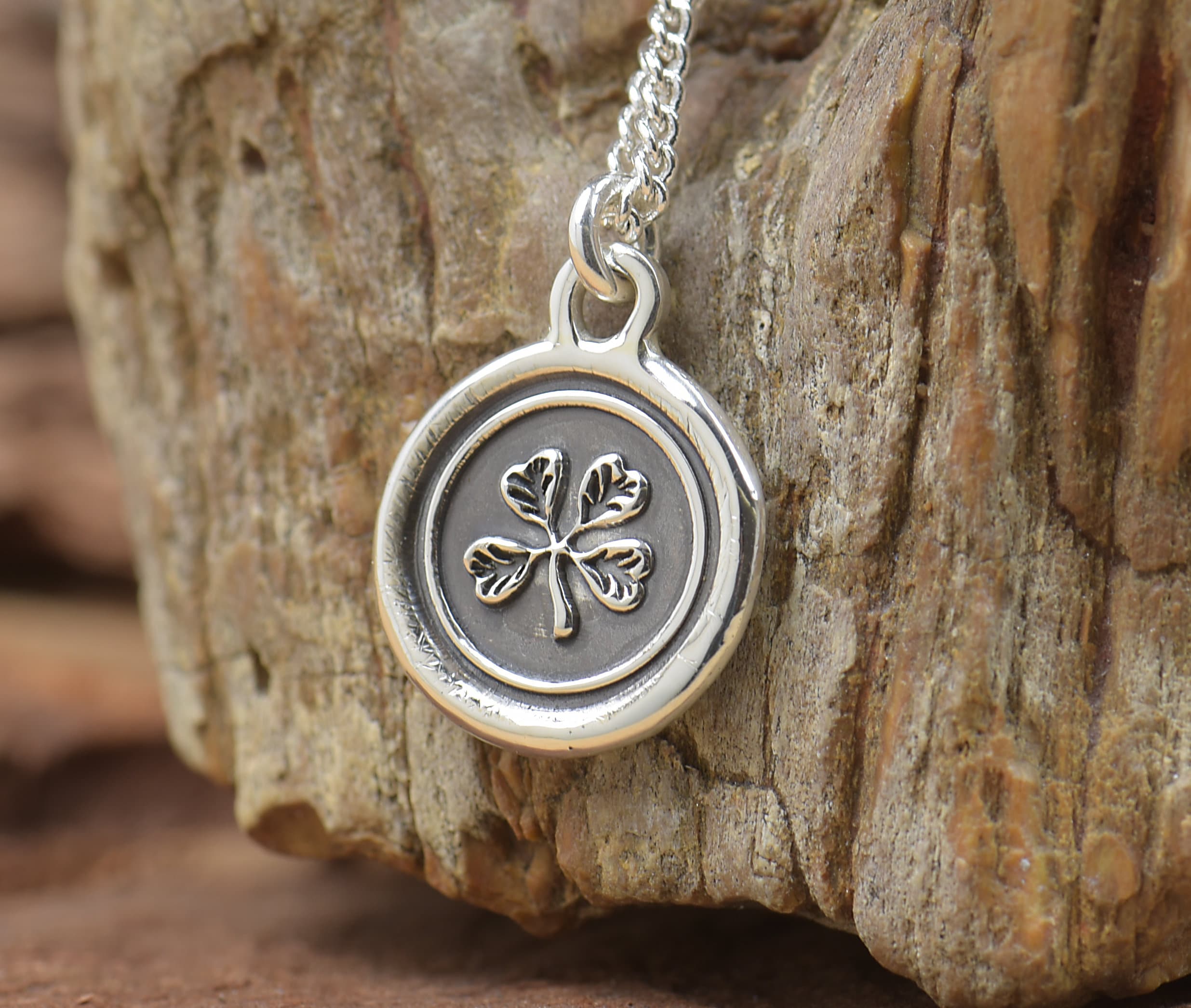 Sterling Silver Four Leaf Clover Pendant.handmade Piece