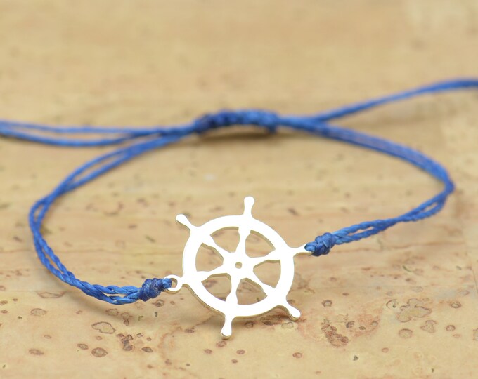 Sterling Silver Rudder charm bracelet Helm.Mens bracelet.Womens bracelet.Ships wheel