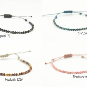 Choose your gemstone.Bracelet with custom personalized tiny gemstone and cord.Adjustable knot.Birthstone bracelet.
