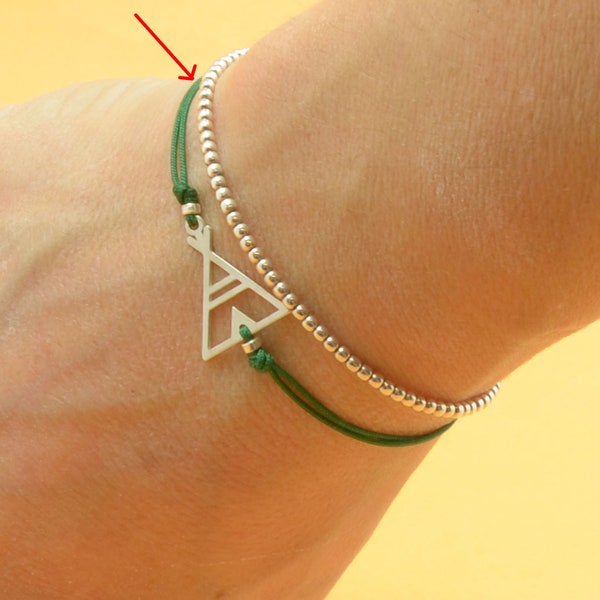 TeePee bracelet Tent charm bracelet-Sterling silver-Woven Bracelet-Indian Tent Tepee Tipi Bracelet-Camping