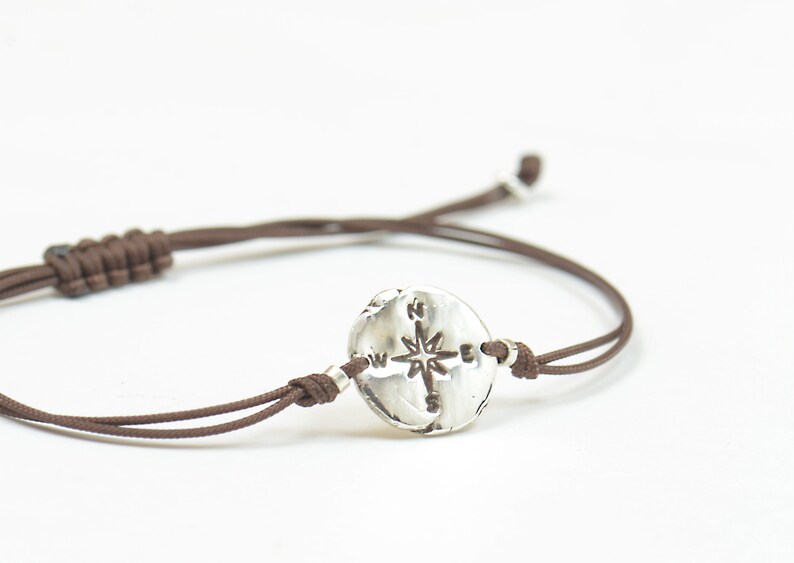 Sterling Silver Compass Charm Bracelet. Mens Bracelet.womens Etsy