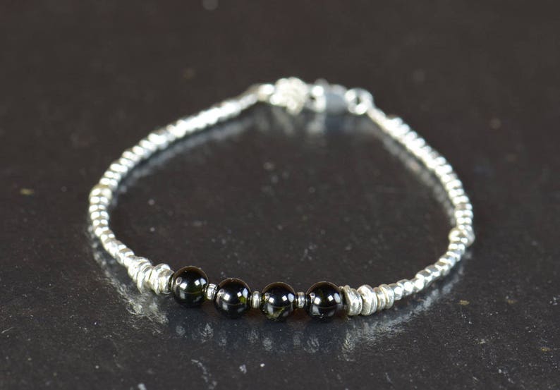 Black Tourmaline and sterling silver bracelet image 2