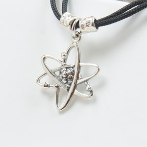 Sterling silver Atom charm necklace pendant-Sterling silver.Mens or women.Physics