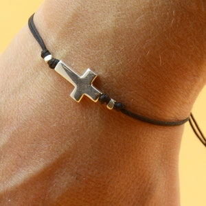 Sterling silver cross charm bracelet.Mens gift.unisex cross bracelet