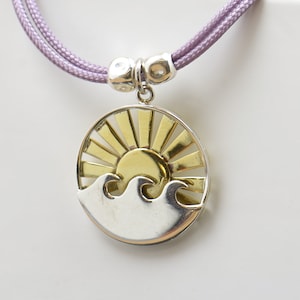 Sterling silver sun waves surf charm necklace pendant-Sterling silver and gold vermeil.Mens or women.Sea pendant